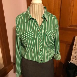 STRIPED BUTTON DOWN BLOUSE